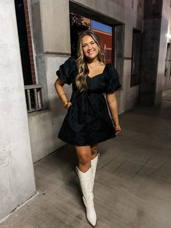 Friends and Family Sale Black Bow Tapestry Dress
