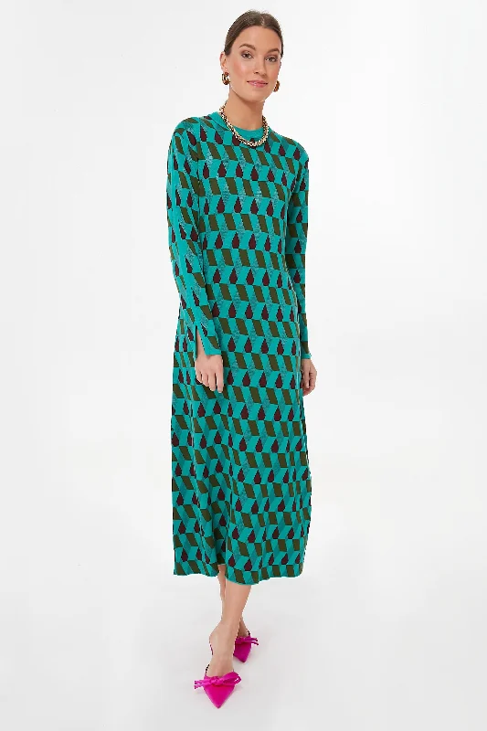 Reduced Prices Jacquard Diamonds Knit Leisure Dress