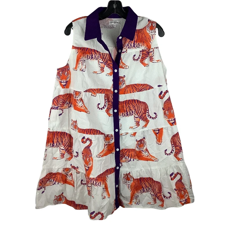 Unmissable Offer Dress Casual Short By Cmc In Orange & Purple, Size: L