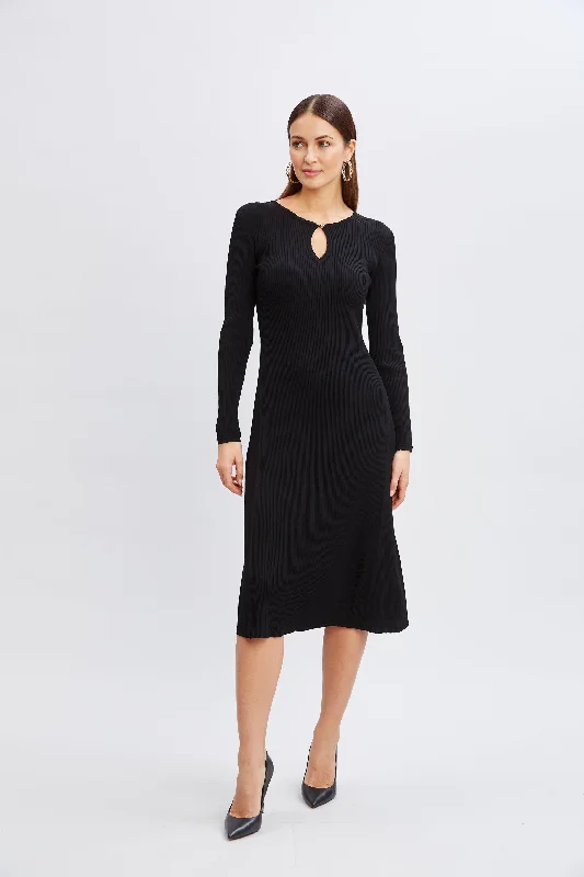 Special Promotion Scallop Keyhole Sweater Dress