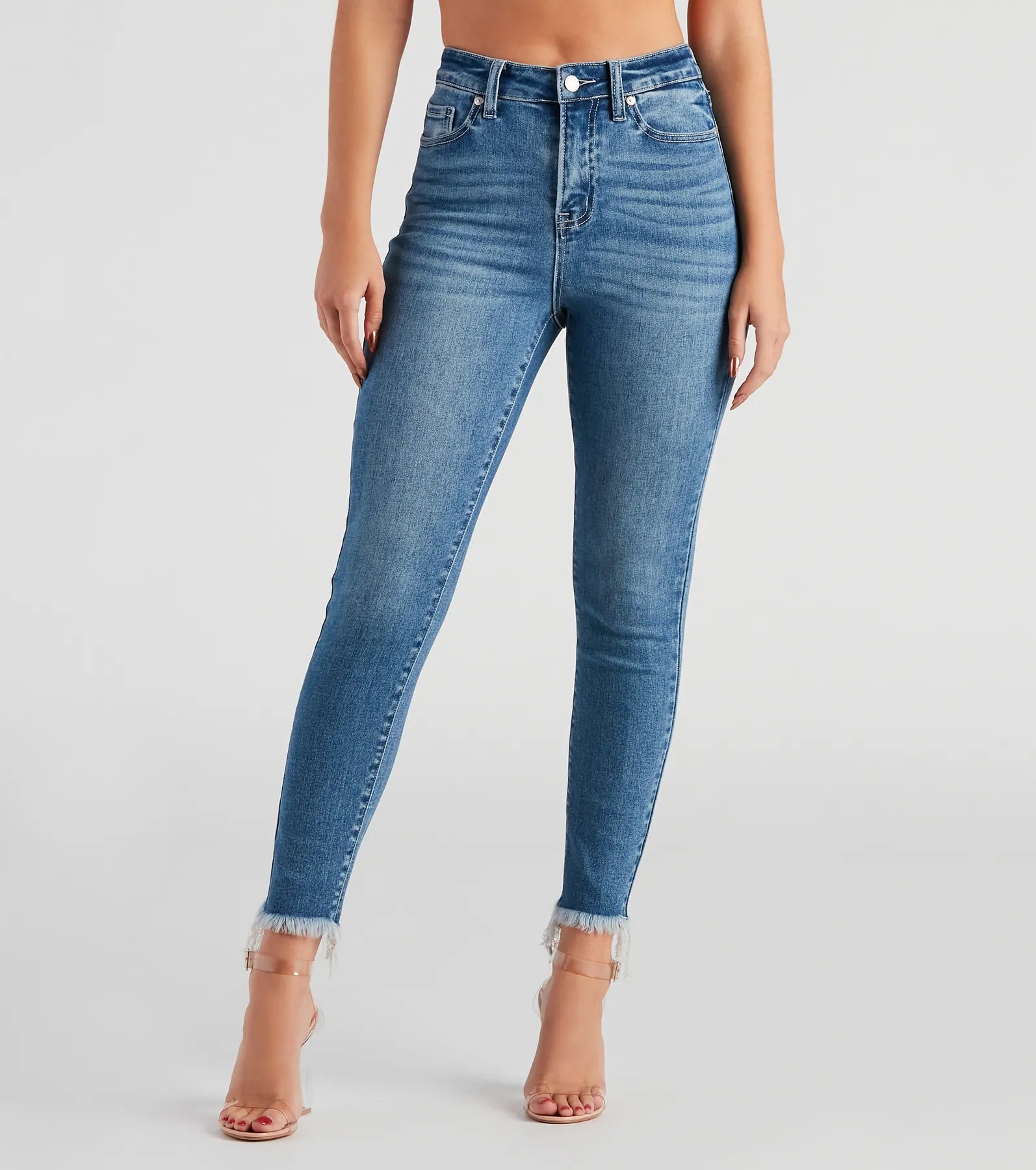 Sneak Peek Sale Harper Mid-Rise Frayed Skinny Jeans by Windsor Denim