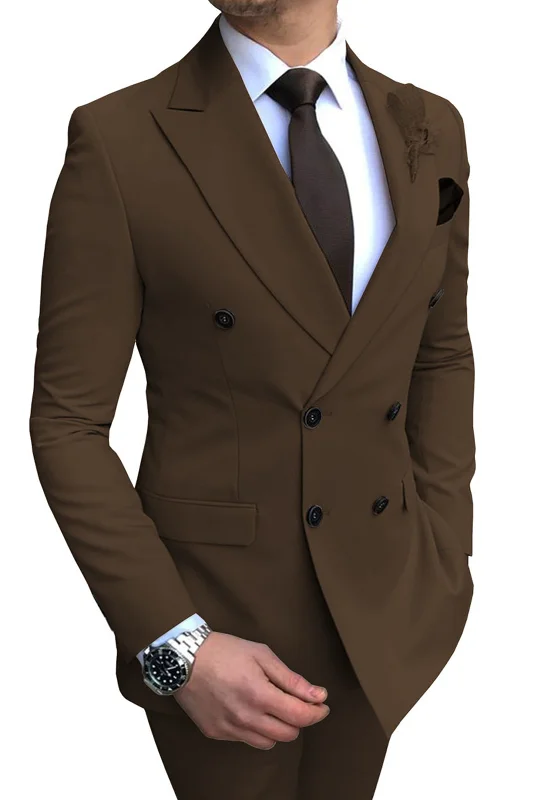Discount Extravaganza Solid Color Professional 2 Pieces Men's Slim Business Formal Wear Suits