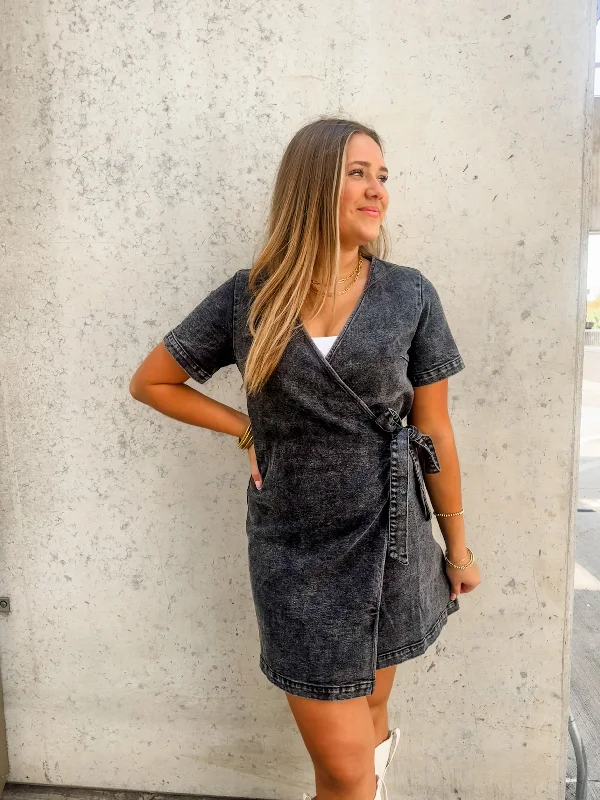 Doorbuster Deal State Of Mind Black Denim Dress