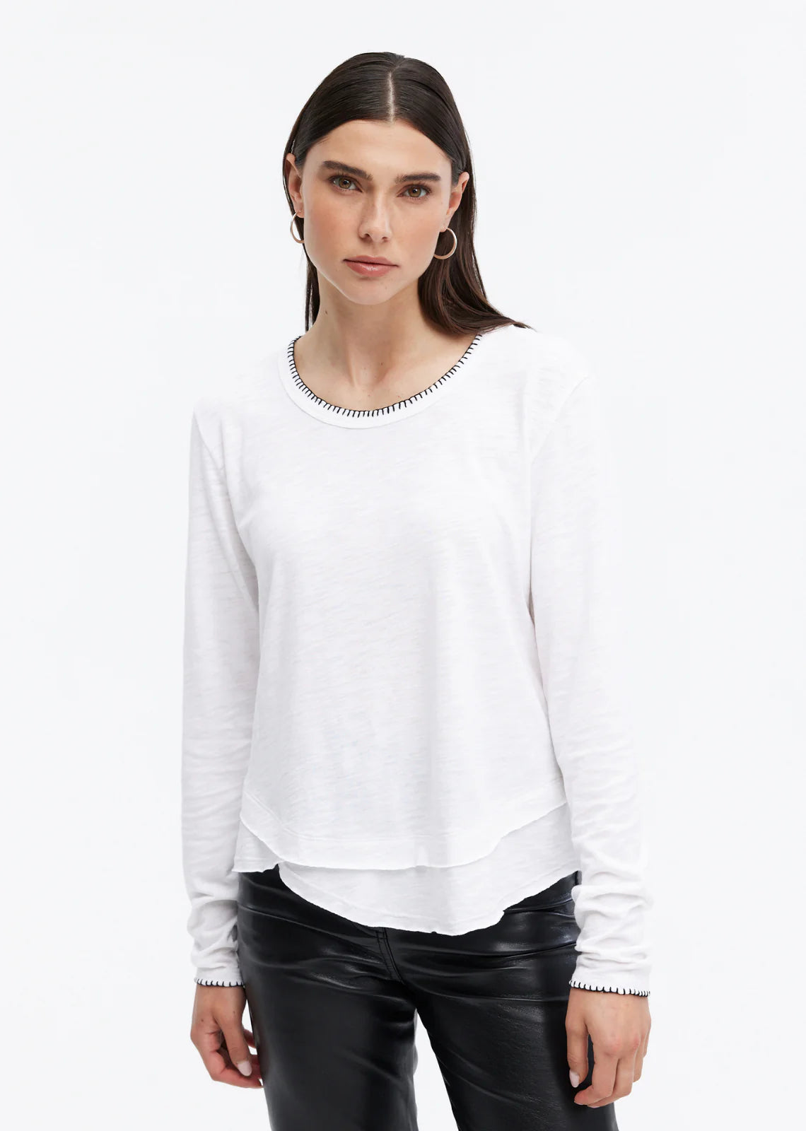 Limited Stock Whipstitch Ava Long Sleeve I White