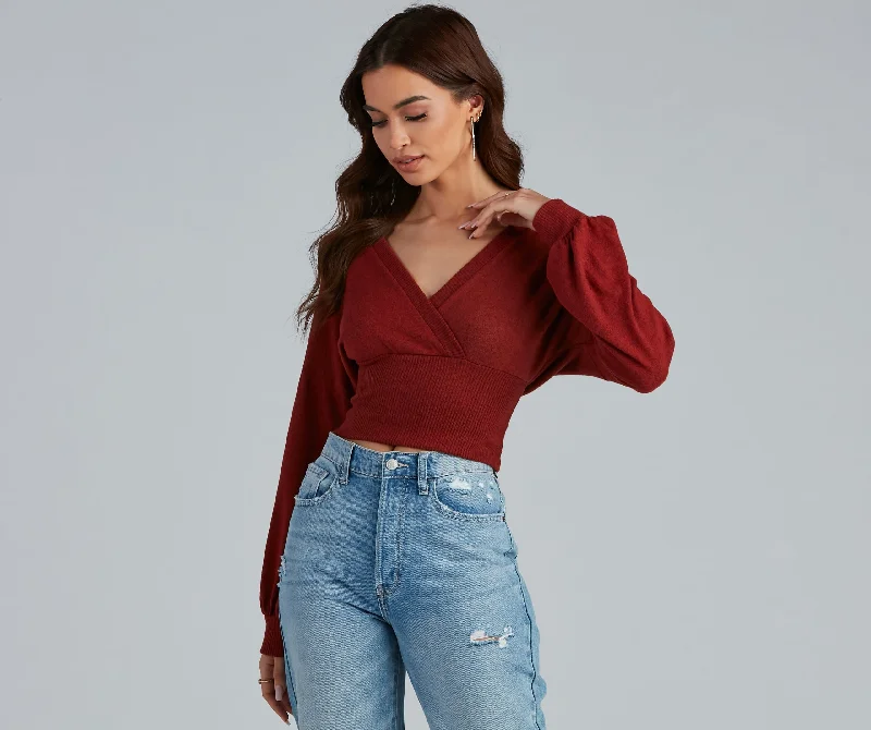Price Break Effortless Perfection Surplice Sweater
