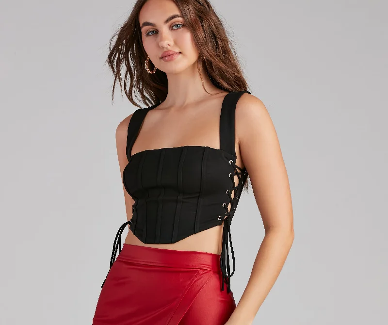 Super Bargain Another Drink Lace-Up Ponte Bustier