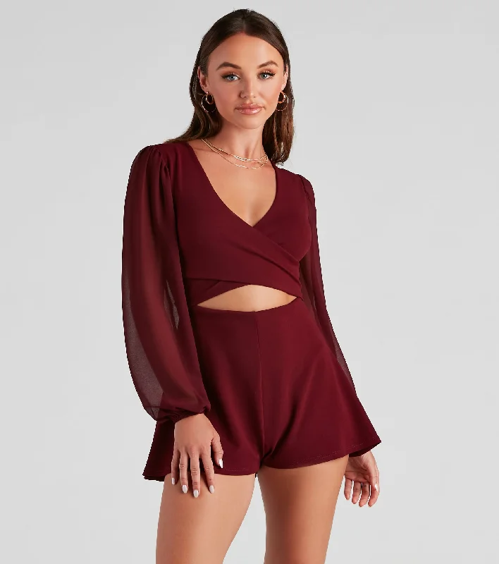 Sneak Peek Sale Pardon Me Crepe Faux Wrap Romper