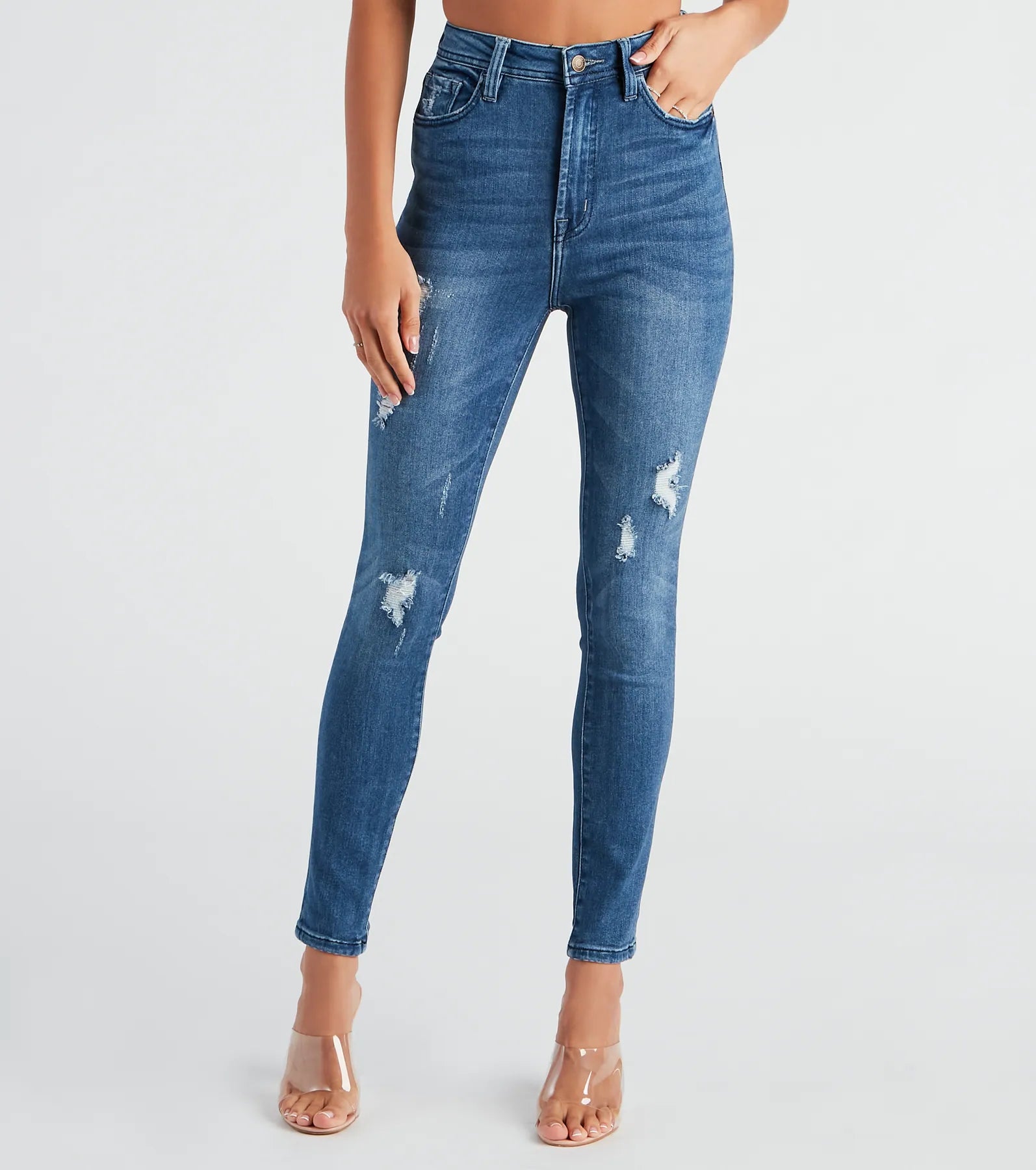 Price Smash Taylor High Rise Distressed Skinny Jeans By Windsor Denim