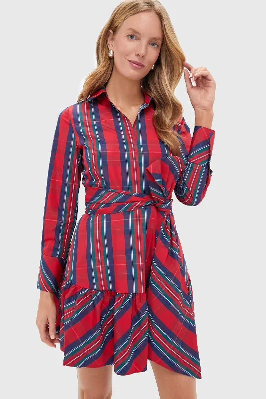 New Markdowns Balsam Plaid Tie Waist Shirt Dress