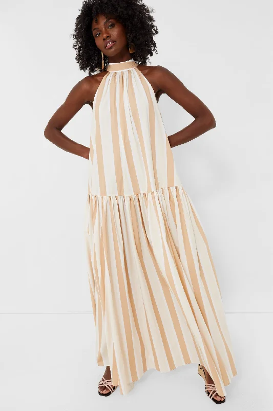Big Savings Sand Stripe Midi Marlowe Dress