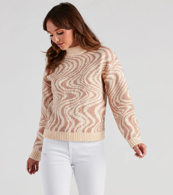 Reduced Prices Let's Groove Swirl Mock Neck Sweater