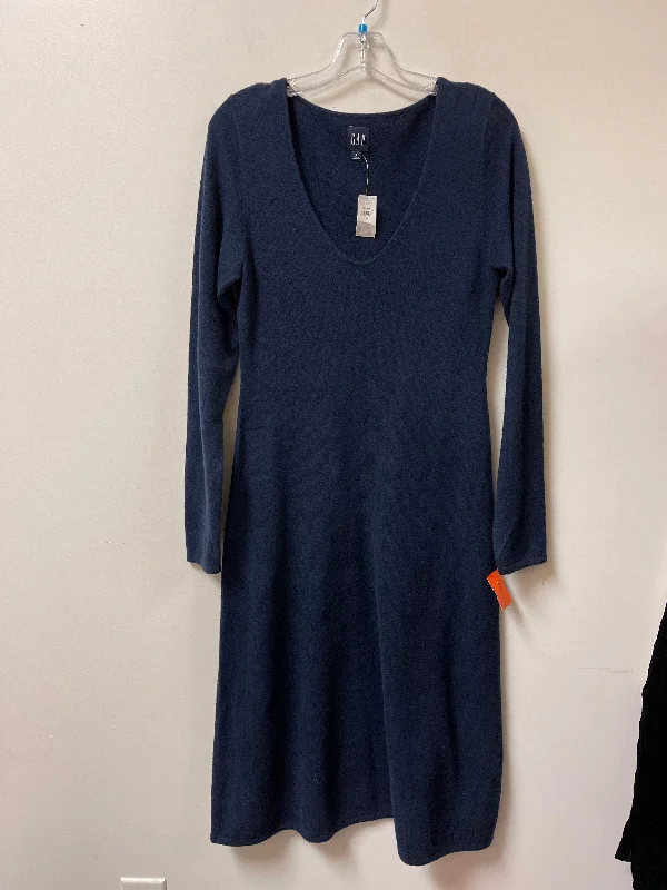 Final Clearance Dress Casual Midi By Gap In Navy, Size: S