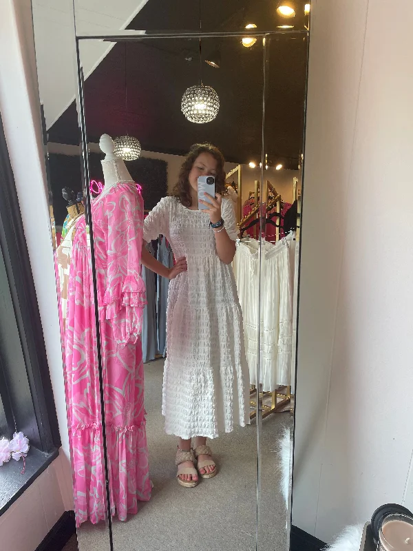 Markdowns White Textured Maxi Dress