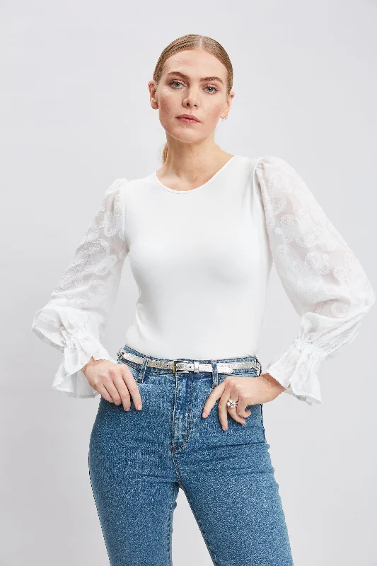 Special Discount Embroidered Chiffon Sleeve Knit