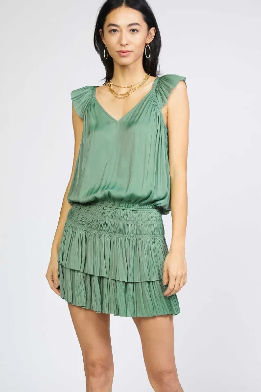 Seasonal Clearance Verde Pleat Mini Dress