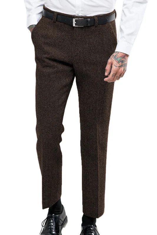Massive Deals Coffee Vintage Men's Formal Straight Suit Pants