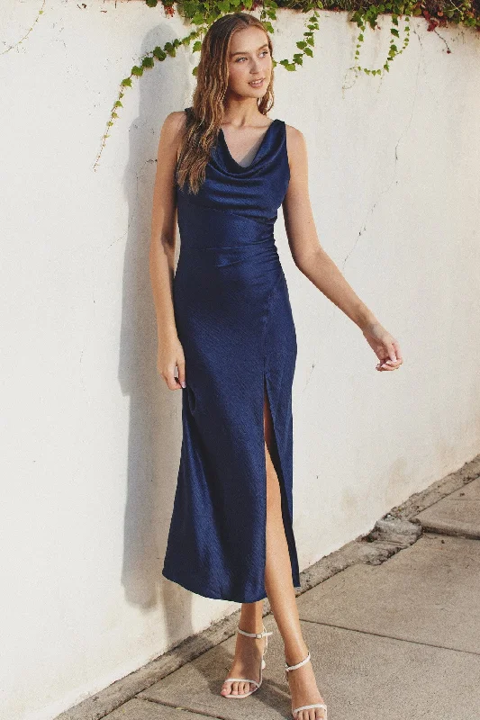 Mega Sale Cowl Midi Dress I Midnight Blue