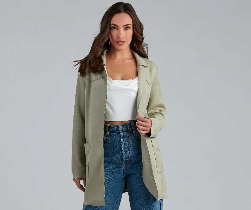 YEAR-End Sale Here For It Faux Suede Trench