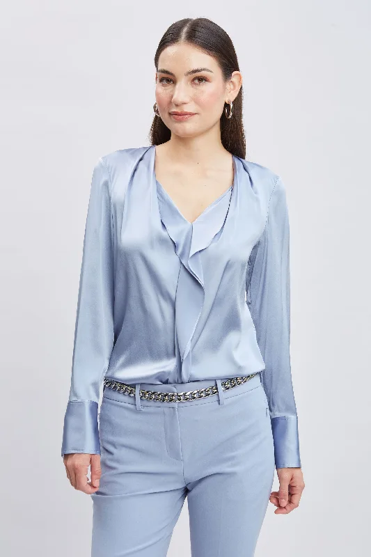 Friends and Family Sale Silk Satin Contour Ruffle Shirt