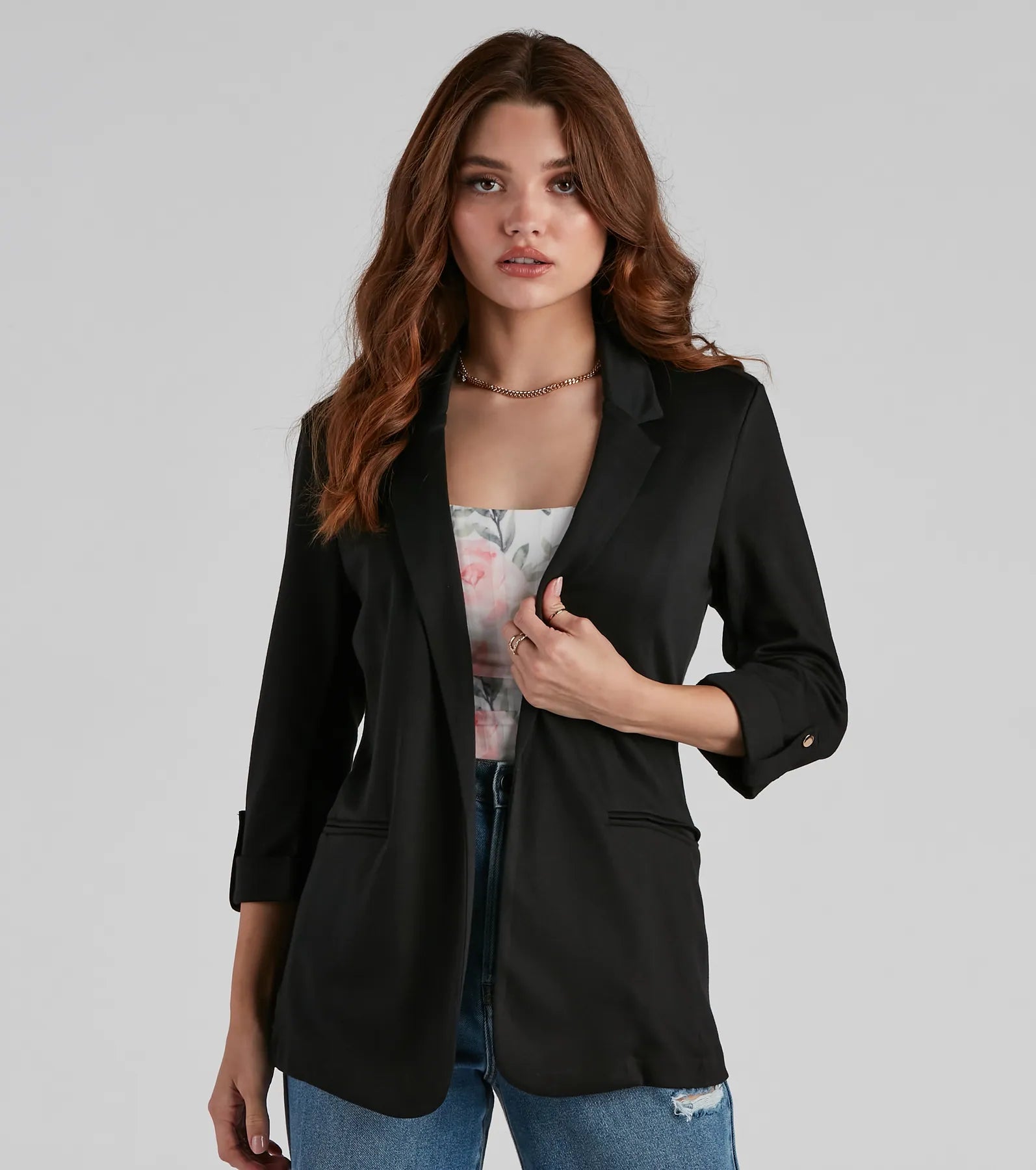Discount Deals Chic Fit Cuffed Boyfriend Blazer