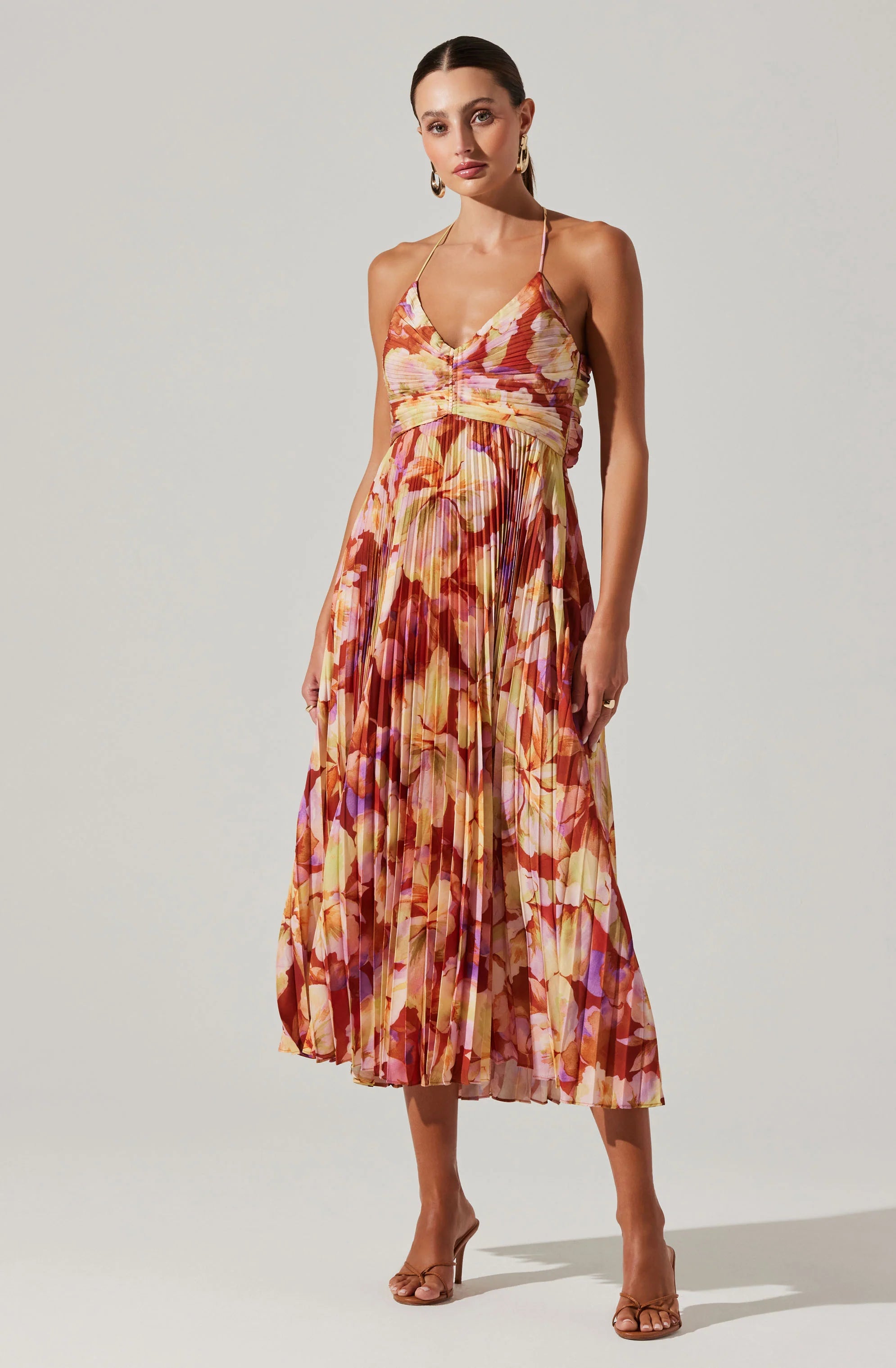 Great Deals Blythe Midi Dress I Rust Yellow Floral