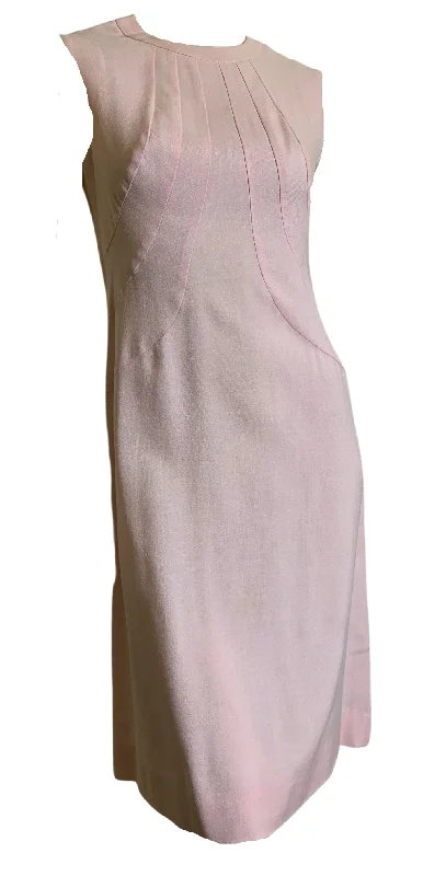 Super Bargain Shell Pink Seamed Sleeveless Sheath Dress circa 1960s