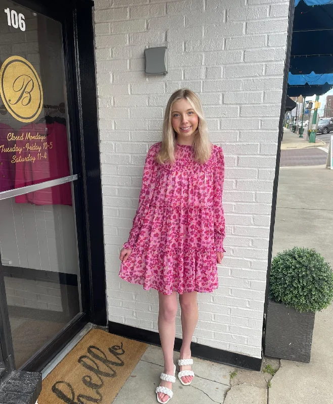 Clearance Event Spring Flowers Pink Dress