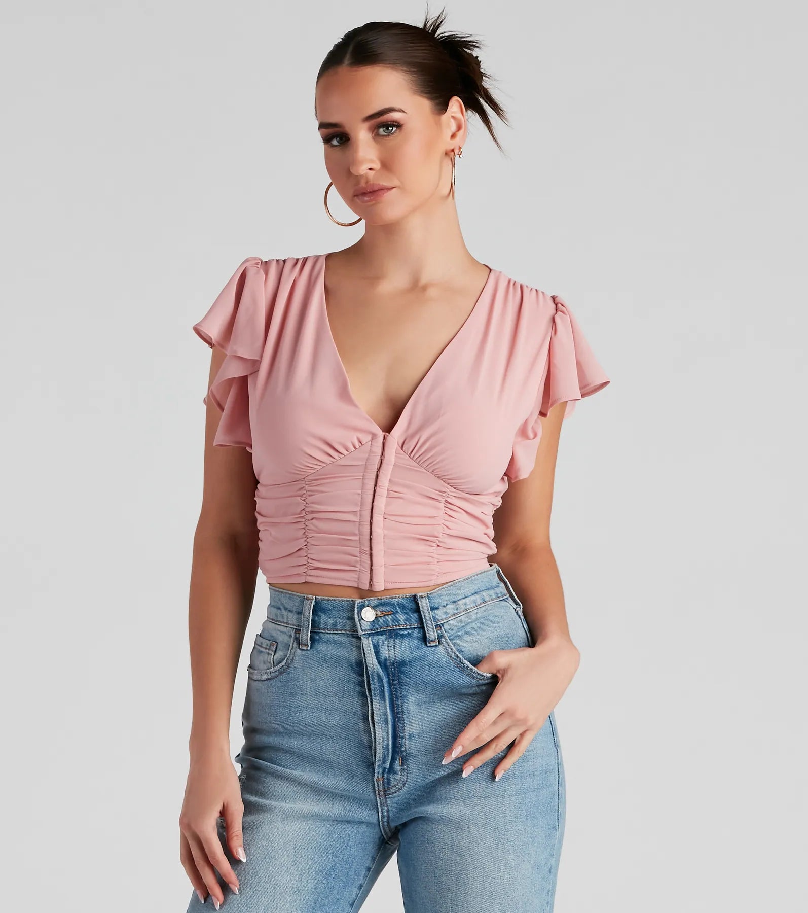 Special Discount Major Flirt Ruched Chiffon Blouse