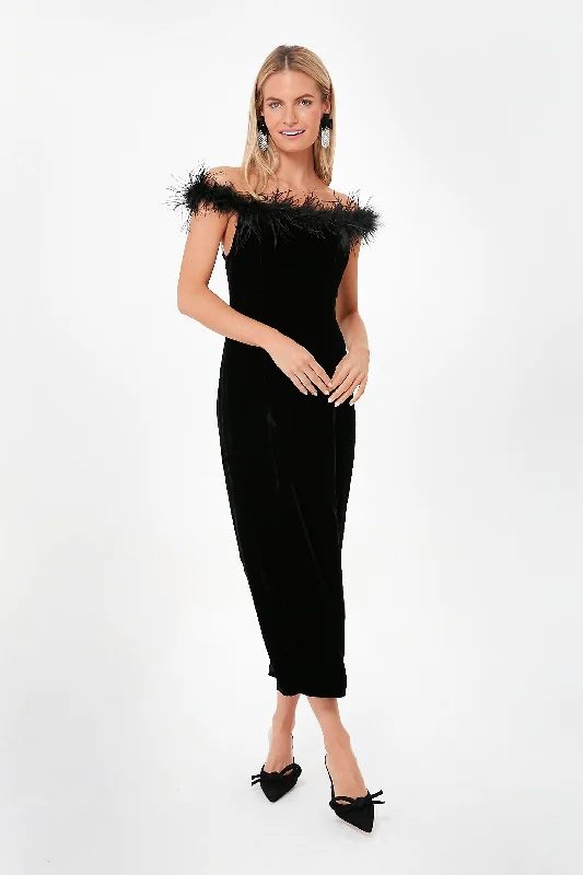 Midnight Madness Black Velvet Winslett Dress