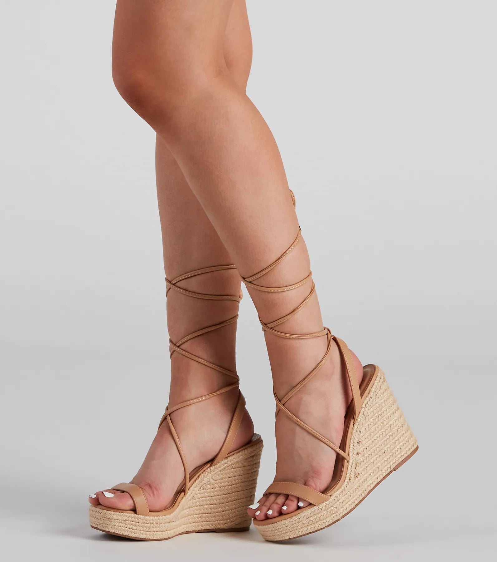 Super Bargain Spring Things Lace-Up Espadrille Wedges