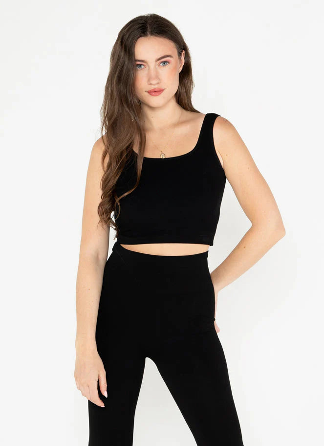Great Deals Bamboo Square neck tank I Black