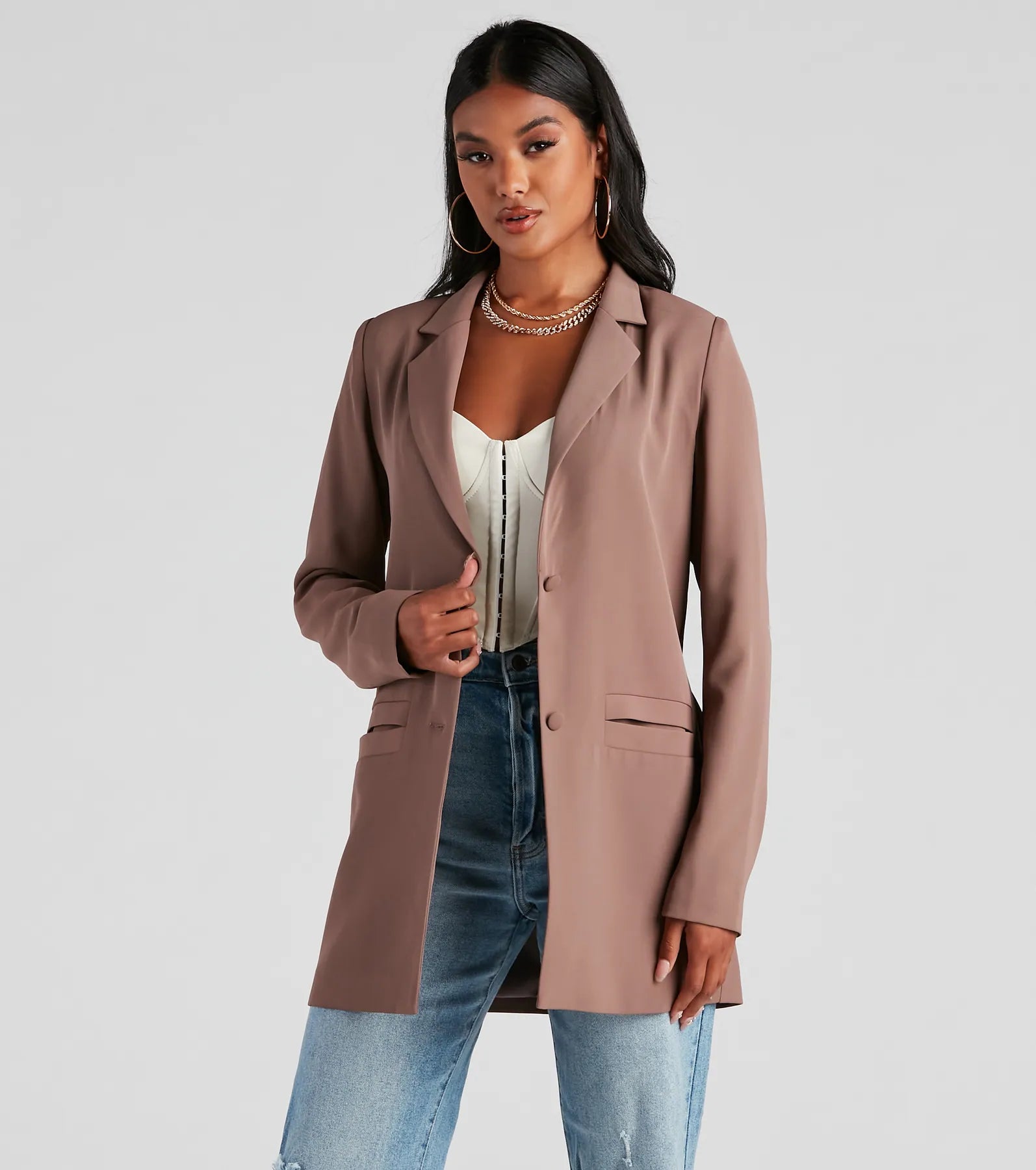 Clearance Event Seriously Chic Woven Long Blazer