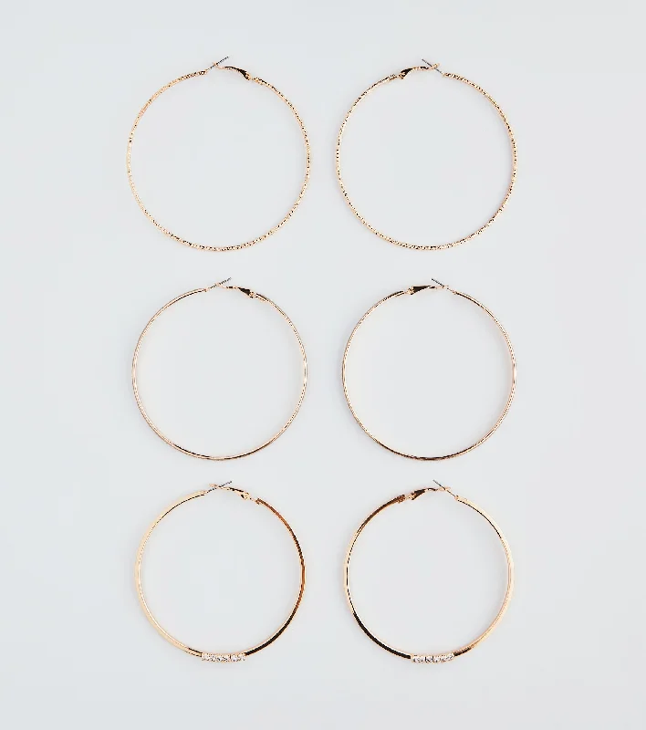 Price Cut Simply Sleek Three-Pack Hoop Earrings Set