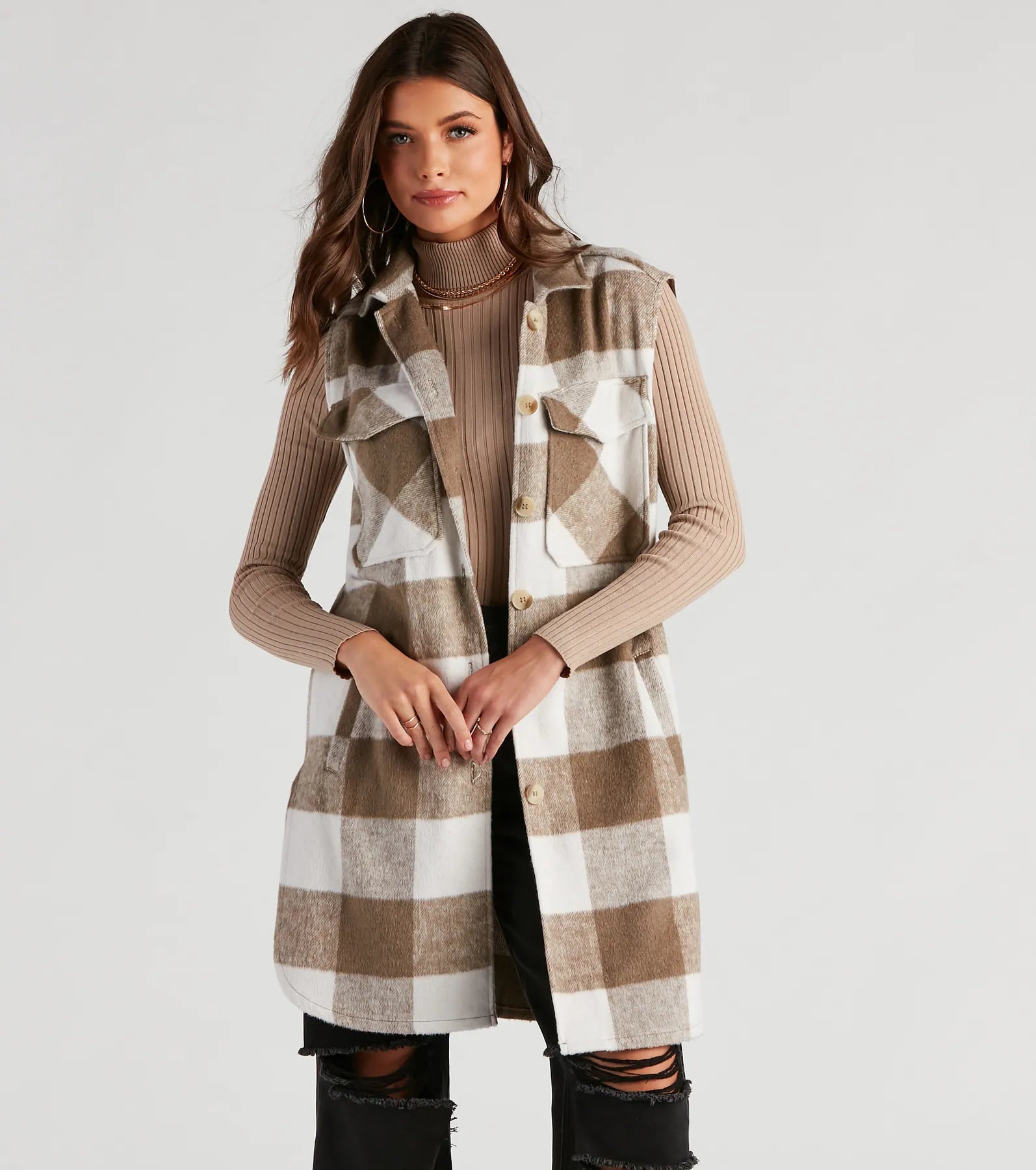 Today’s Deal Classic And Cozy Plaid Long Vest