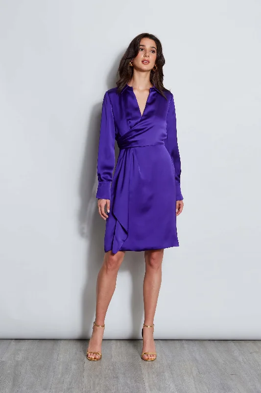 Flash Sale Long Sleeve Satin Wrap Dress