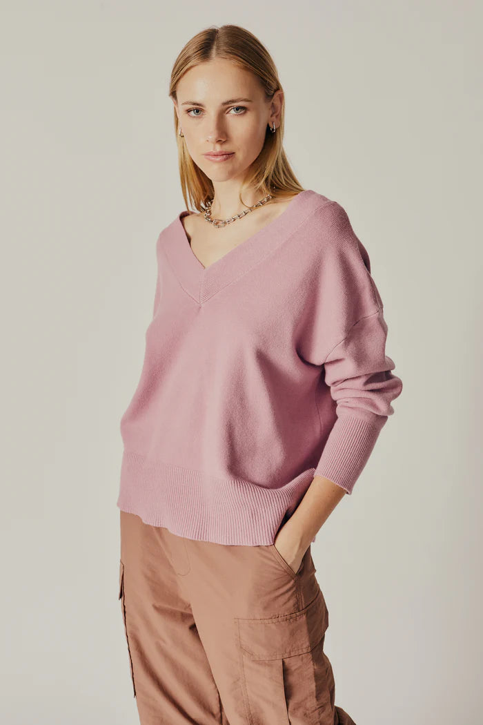 Value Deals Blossom Open Back Sweater I Soft Pink