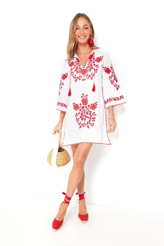 Grand Opening Sale White and Red Vani Dress