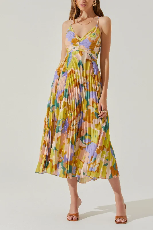 Price Slash BLYTHE MIDI DRESS | RUST FLORAL PRINT