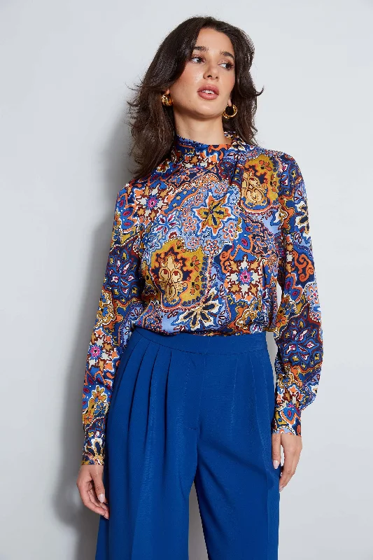 Special Price Night Garden Silk Draped Shirt