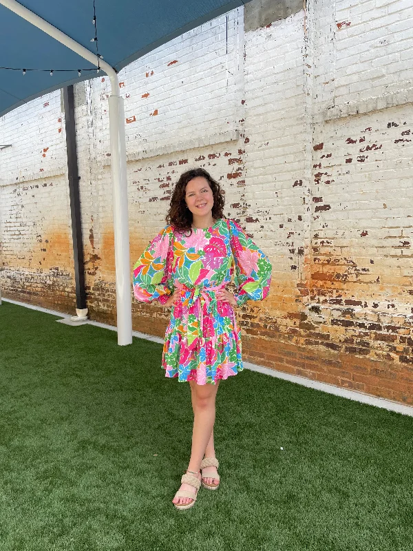 One-DAY Sale Bright Summer Floral Dress