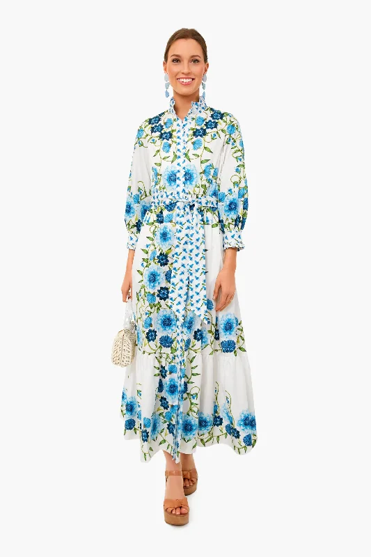 New Deals Summer Garden Blue Demi Cotton Dress