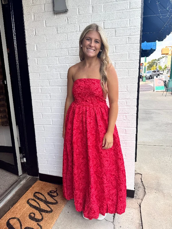 Time-Limited Offer Red Strapless Merry Dress