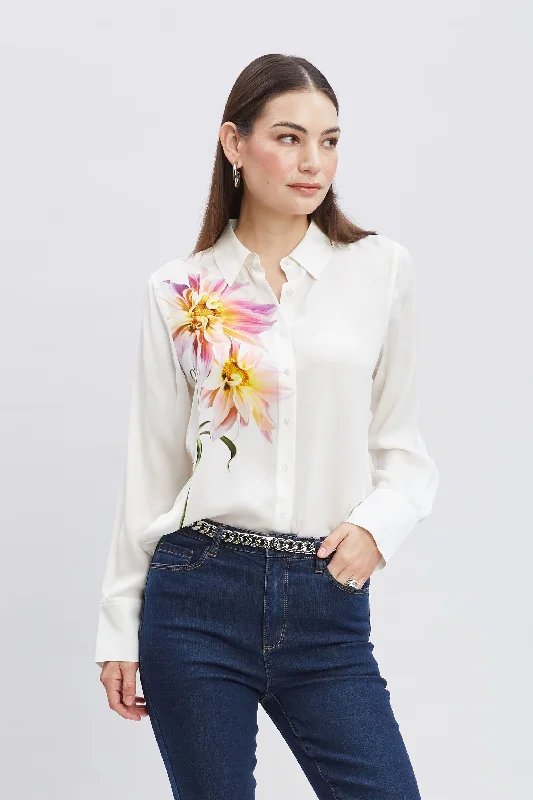 Closeout Silk Dahlia Button Down Shirt