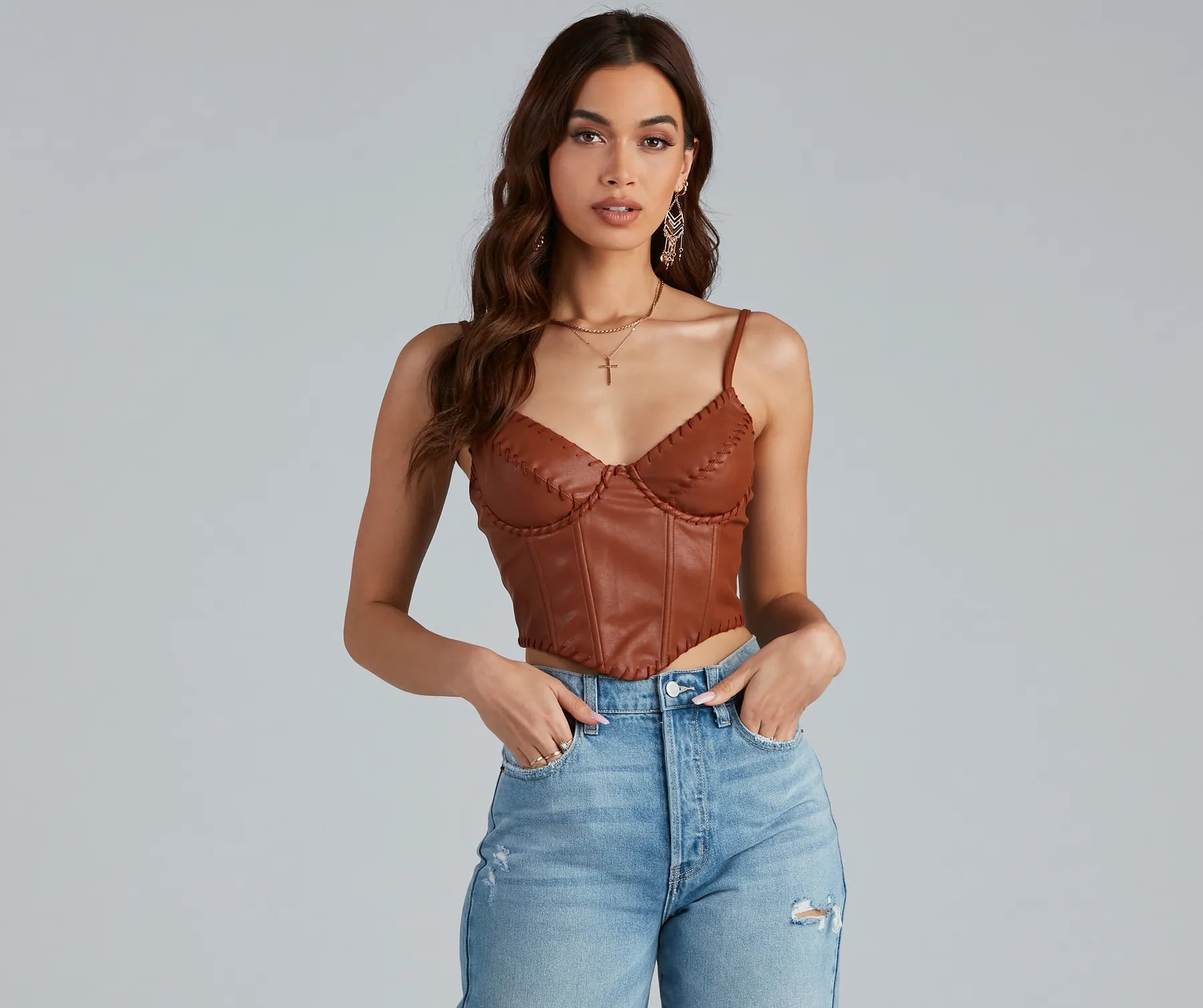 Special Price Cowgirl Chic Faux Leather Bustier