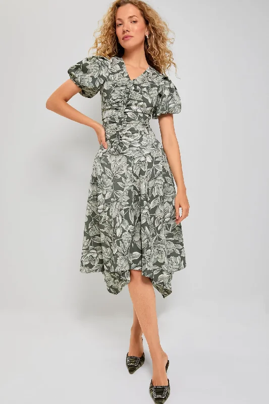 Special Savings Green Multi Midi Dress