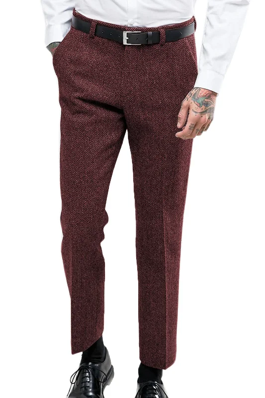Price Reduction Burgundy Vintage Men's Formal Straight Suit Pants