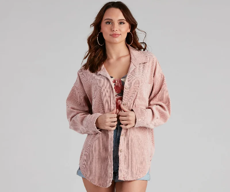 Get It Before It’s Gone Trendy Oversized Corduroy Shacket