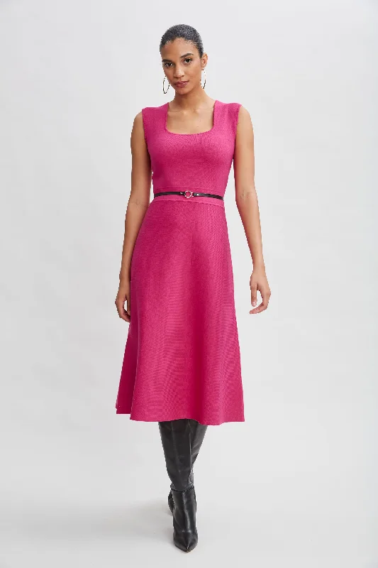 Mega Sale Square Neck Belted Sweater Dress