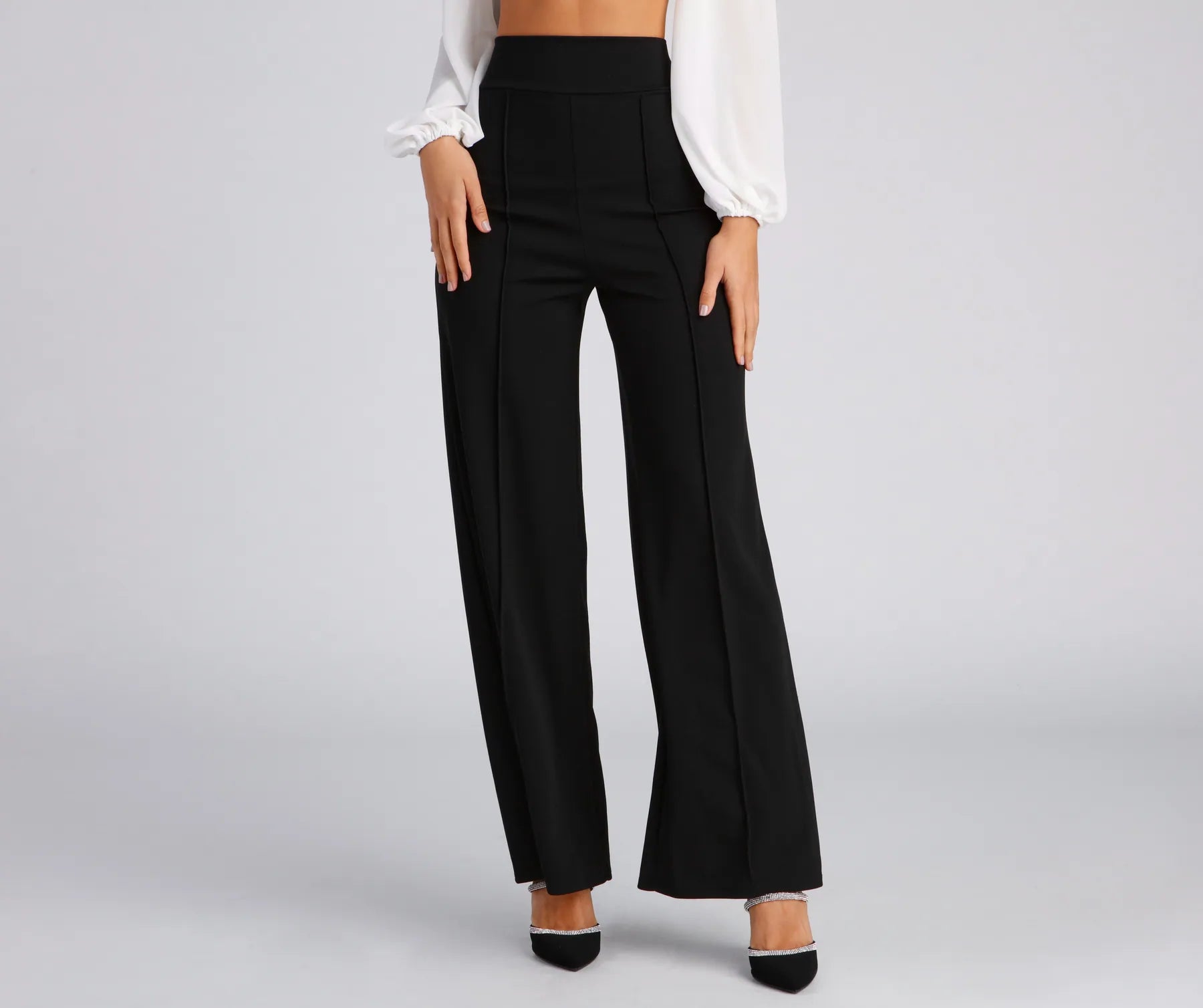 Discount Mania Pretty Preppy Twill Wide Leg Pants
