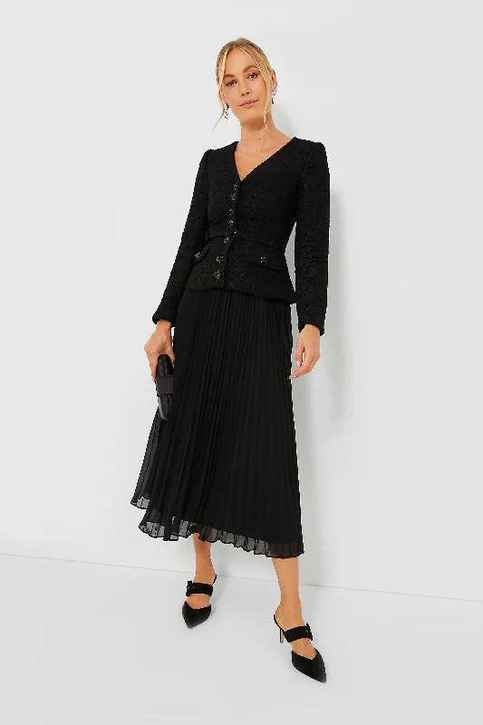 The Best Prices Black Boucle Chiffon Midi Dress